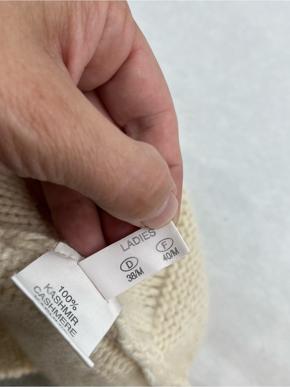 Effetto.F 100% Cashmere Cream Brown Full Zip Sweater Women’s M 8 - Picture 5 of 9